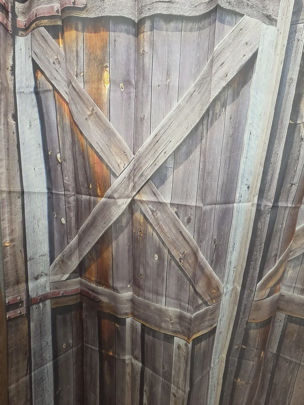 Rustic Barn Door Shower Curtain - Wood Plank Print